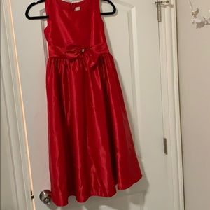 Red flowers girls dress